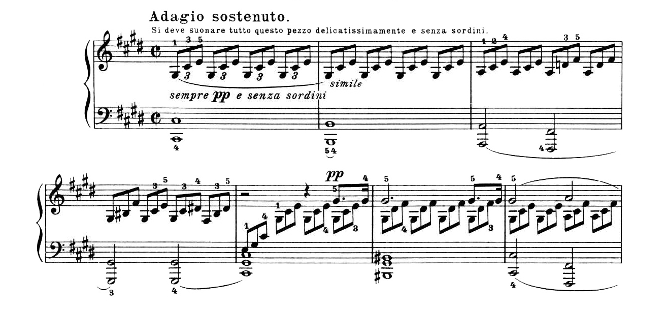 Ludwig van Beethoven: Beginn des ersten Satzes der Klaviersonate Nr. 14 op 27/2 "Mondscheinsonate"