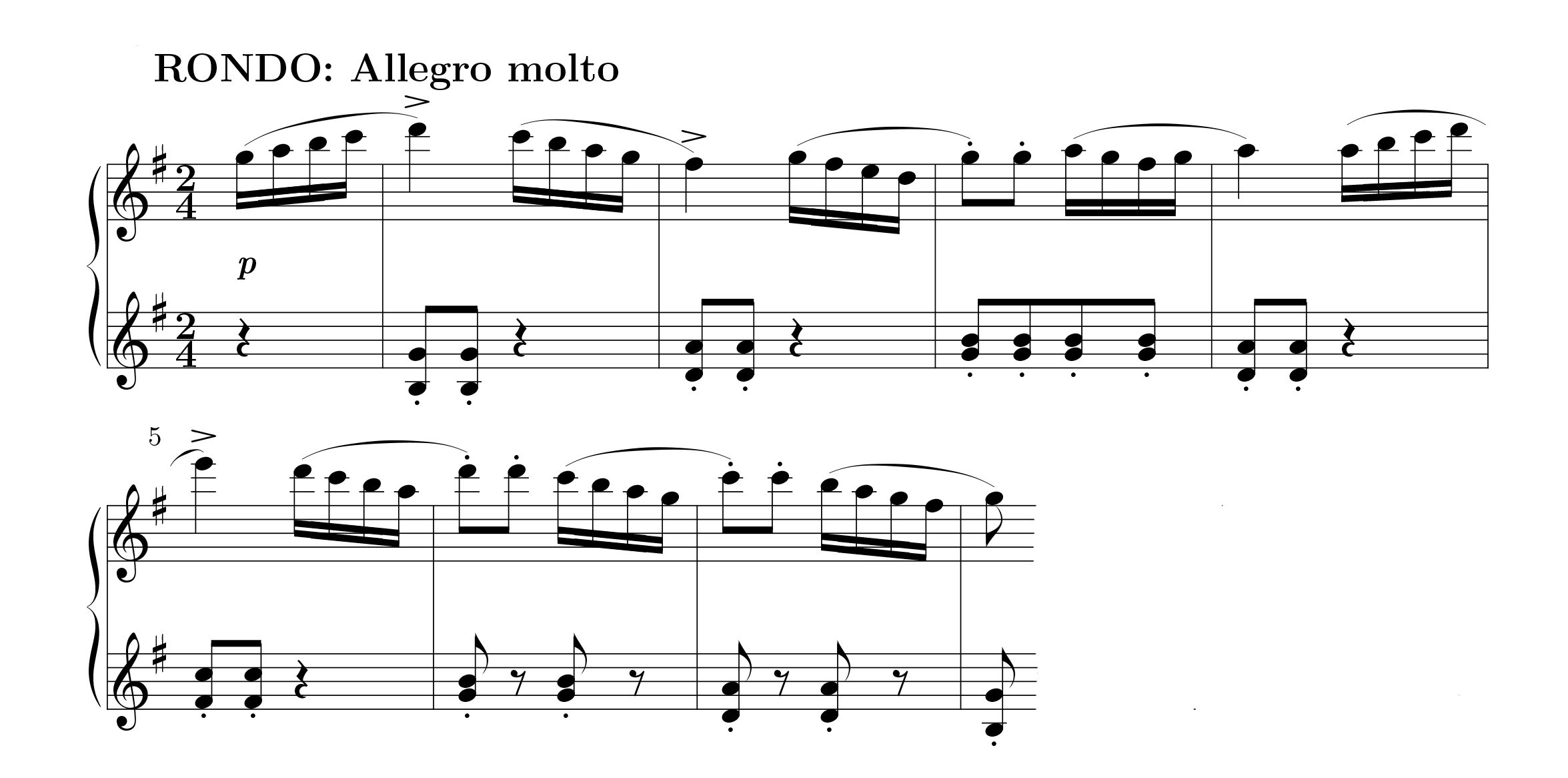 Muzio Clementi: Beginn des 3. Satzes aus der Sonatine op 36/5